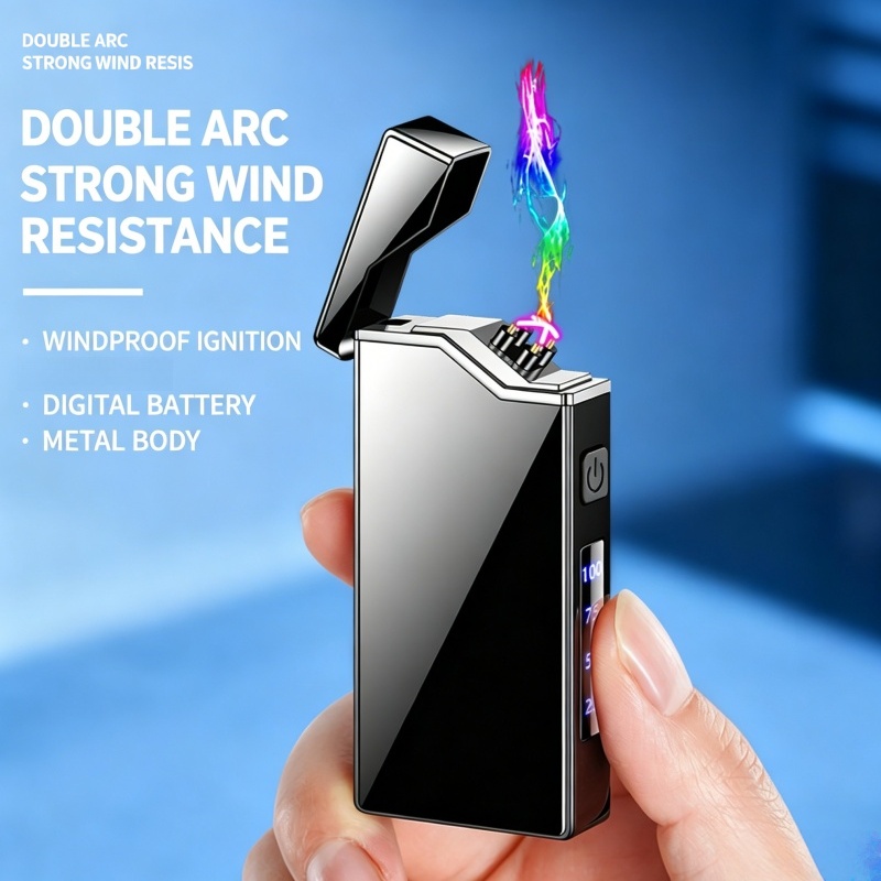 ファッショナブルな USB タイプ C 充電アーク電気ライターガスなし新しい防風スマートライター喫煙アクセサリーメンズギフトツール