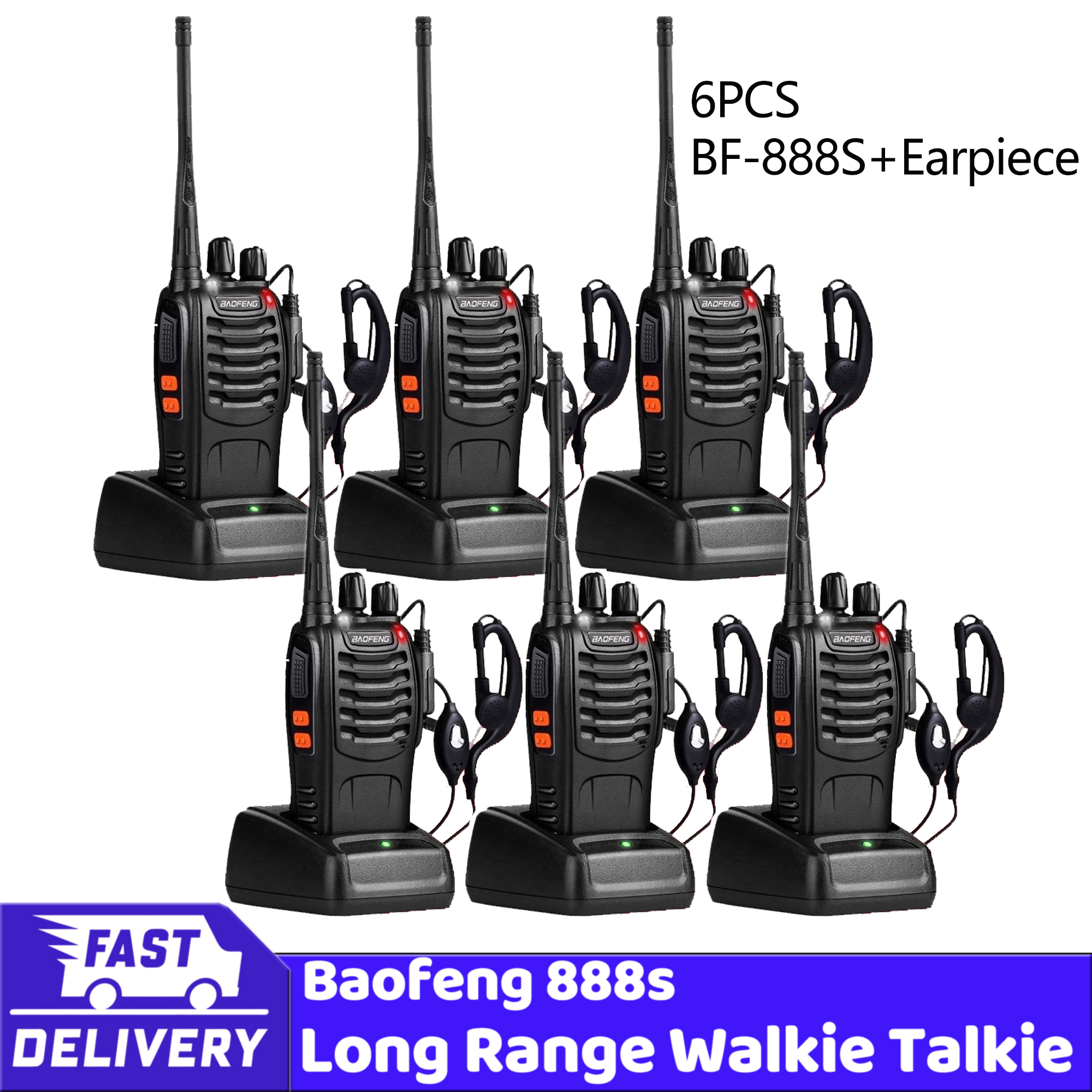 2 個 4 個 6 個 Baofeng BF-888S ヘッドフォン付き 5 キロ長距離トランシーバー双方向ラジオチャンネル 16 自動運転旅行