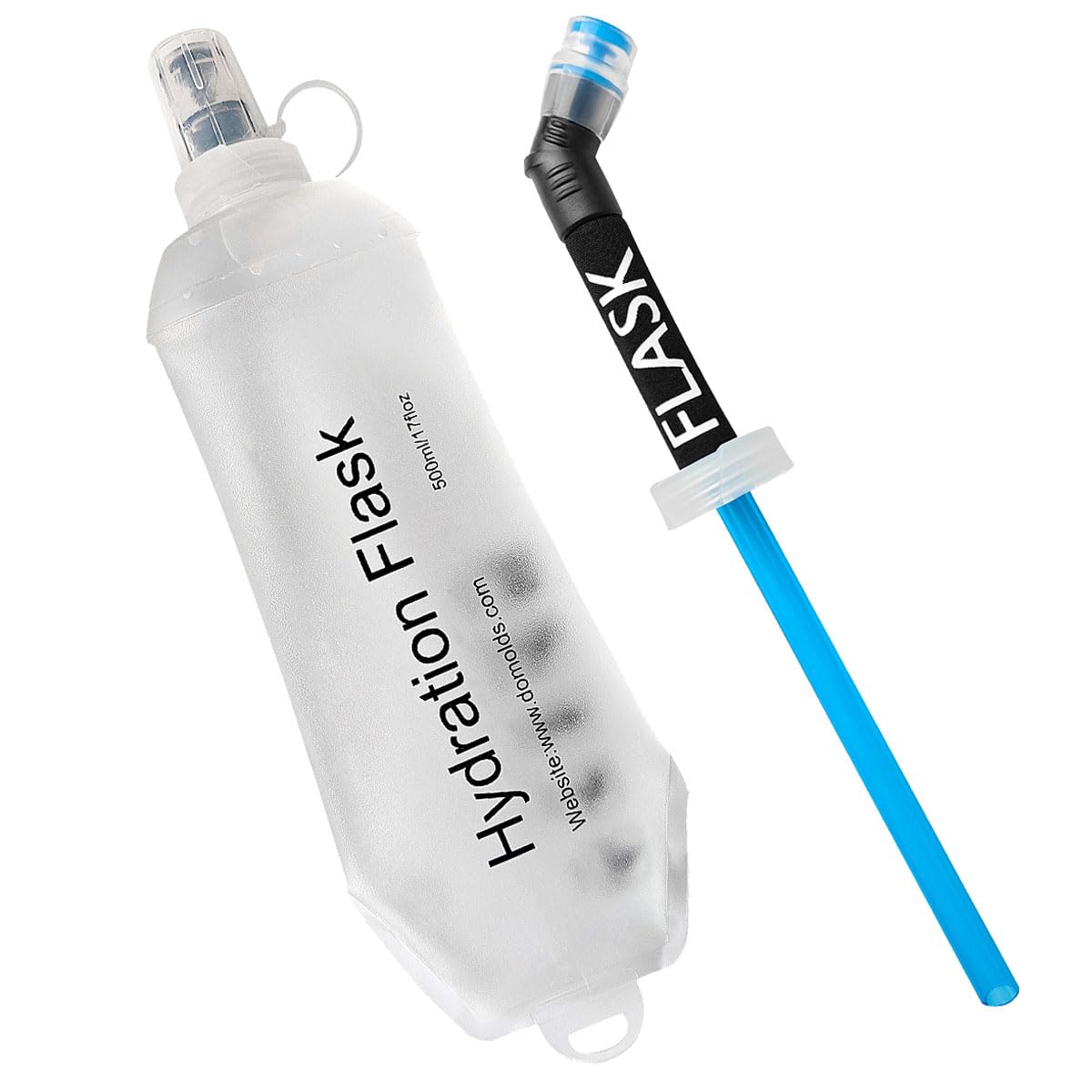 500ml ソフトフラスコ TPU 交換用ストロー付き ランニング、ハイキング、キャンプ、サイクリングエッチ用のストロー付き折りたたみ式ウォーターフラスコ