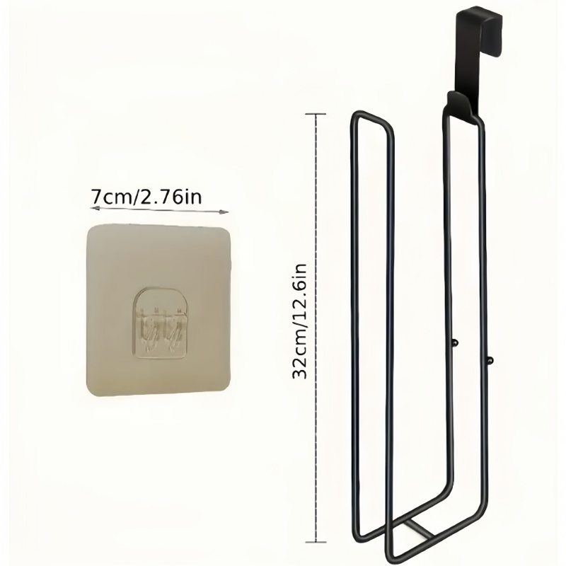 1 個の自己粘着トイレット ペーパー ホルダー黒鉄バスルーム ティッシュ ラック タオル バー付きドリル不要壁マウント浴室収納