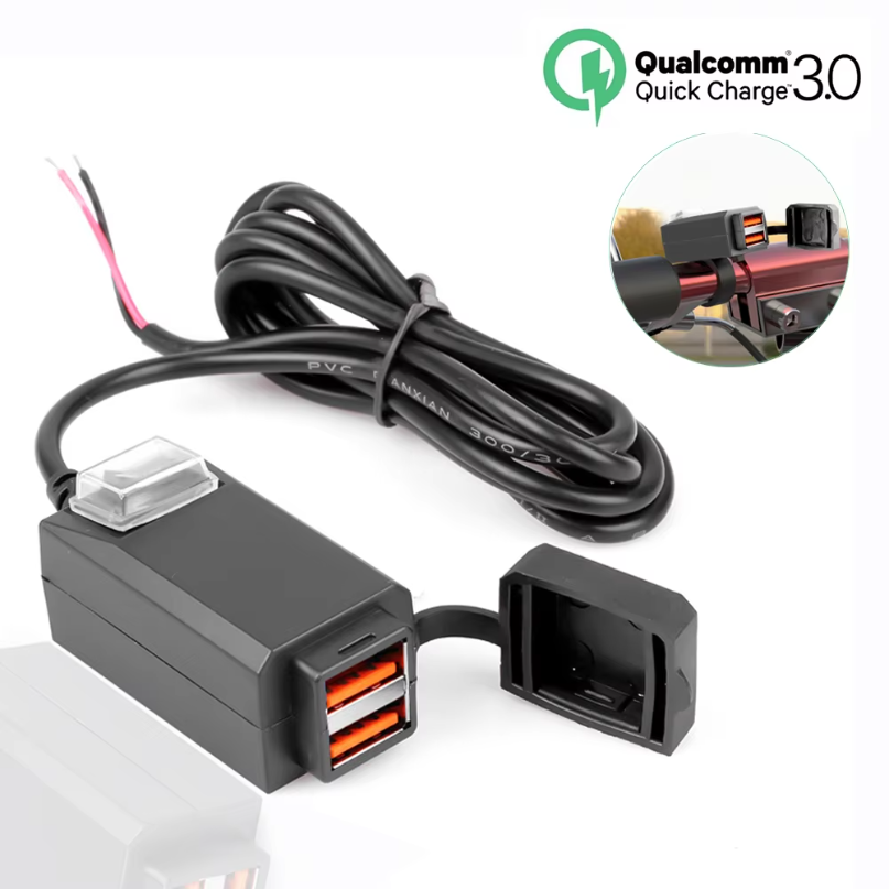 オートバイ USB 充電器 QC3.0 ハンドルバー急速充電防水 12V ソケットアダプタとオン/オフスイッチ付き電話ナビゲーション