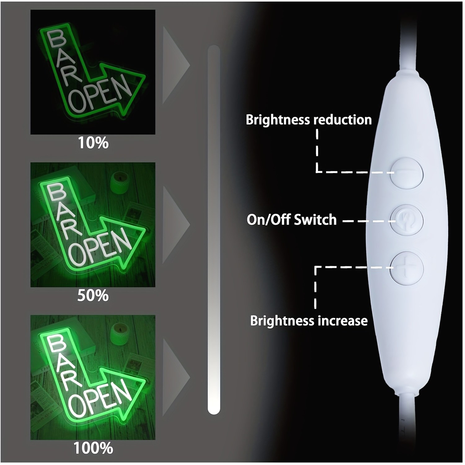 LED ネオンバーオープンサイン – カラオケ、パブ、カフェ、サロン用の調光可能な壁装飾