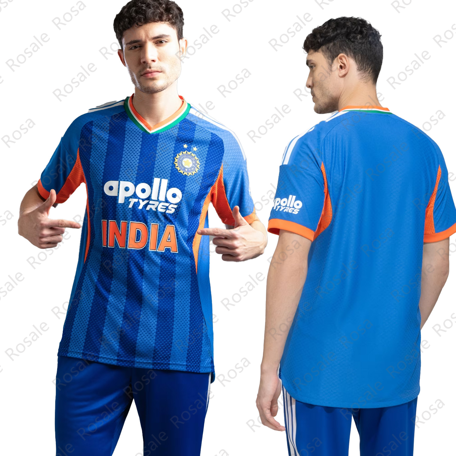 2026 インド クリケット ジャージ ブルー V ネック半袖マッチ シャツ 大人/子供用ファン スポーツ Tシャツ