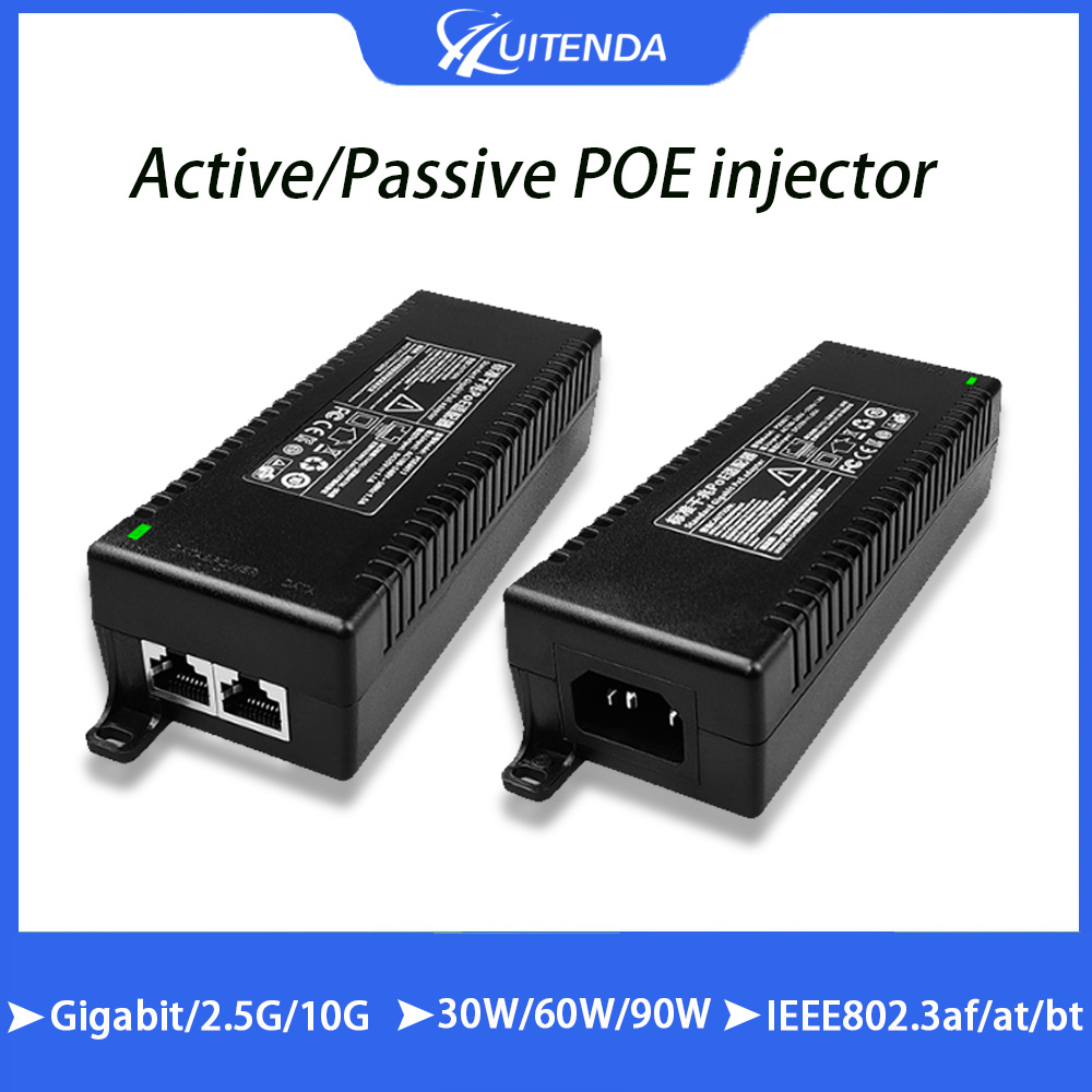 1000Mbps/2.5G/10G POE インジェクター アクティブ/パッシブ 30W/60W/90W ハイパワーイーサネットアダプター IP カメラルーター WiFi アクセスポイント用