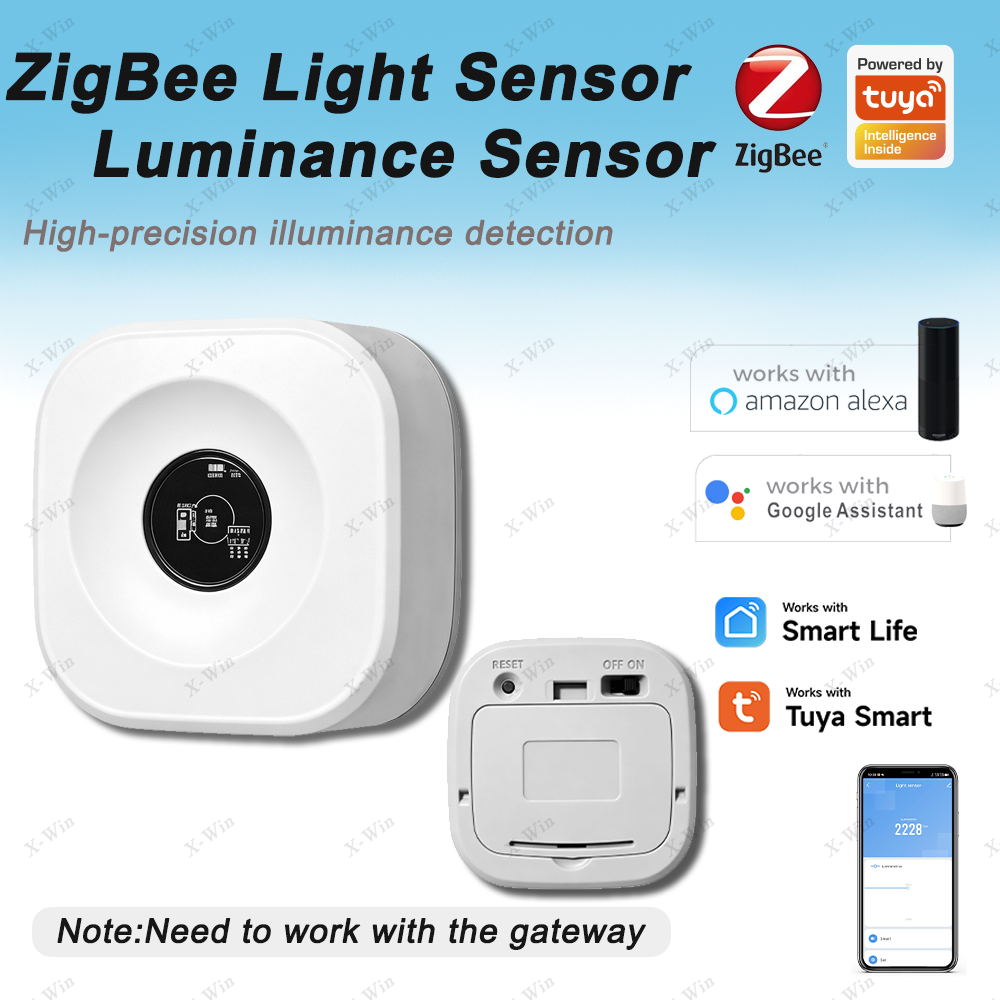 Tuya Zigbee 光センサー スマート輝度センサー 照度検出器 高精度 スマートライフアプリ経由 Alexa Google アシスタント