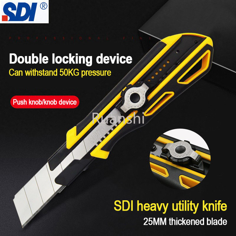 SDI 特大 25 ミリメートルナイフ自動スパイラルボックスカッターダブルロックヘビーデューティユーティリティナイフ紙切断用モデル 0445C