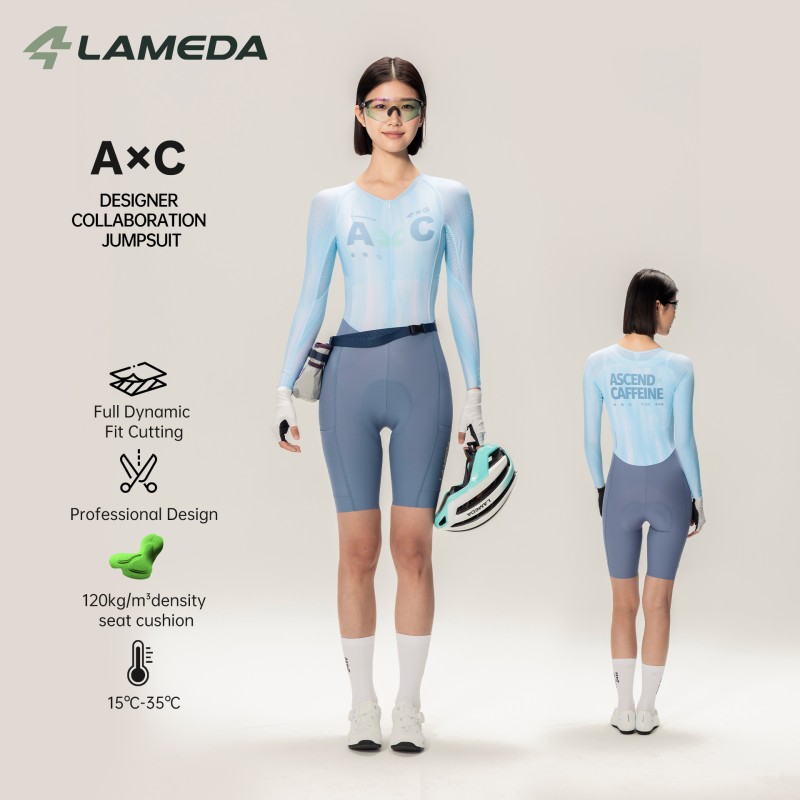 LAMEDA 女性夏長袖ジャンプスーツサイクリングスーツパッド付き速乾性高弾性通気性春プロフェッショナルバイクカバーオール