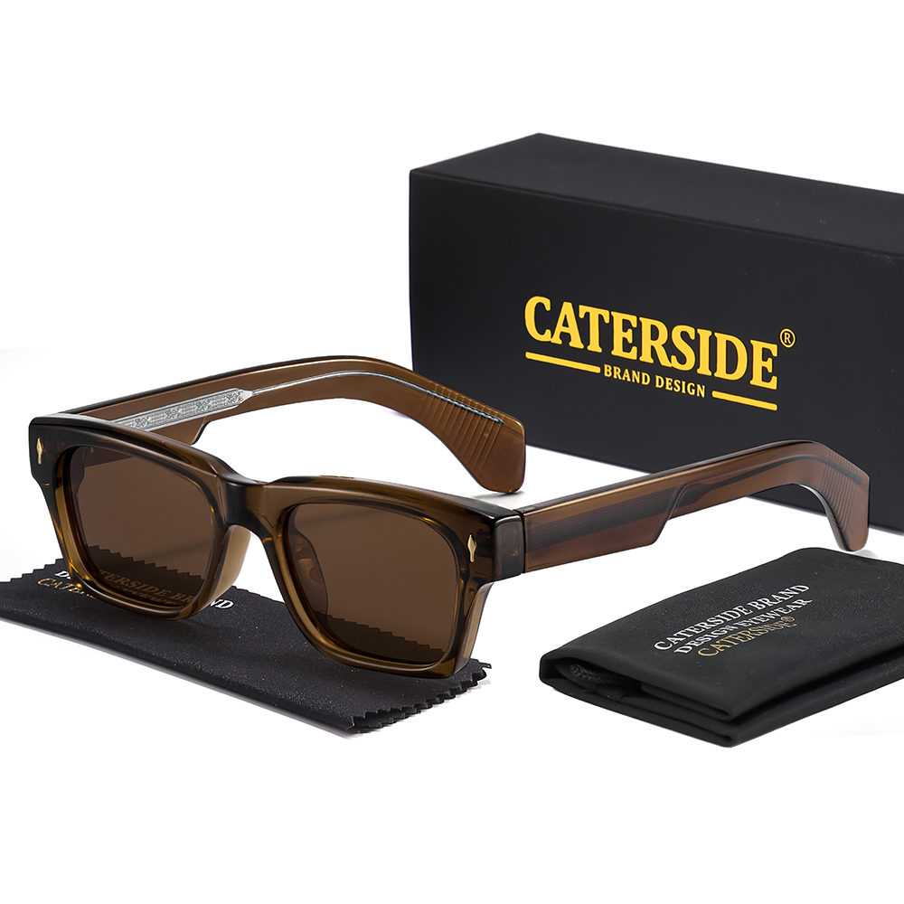 CATERSIDE メンズ偏光ファッションサングラス厚いスクエアフレーム眼鏡女性のレトロカジュアルアウトドア必需品メガネ UV400
