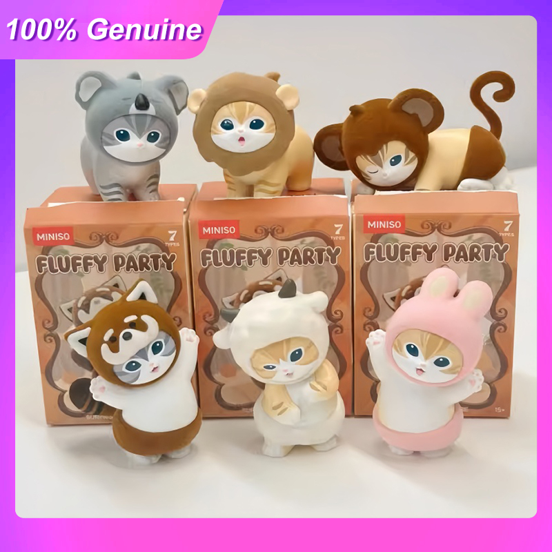 100% 本物の在庫 Mofusand ふわふわパーティーシリーズブラインドボックスフィギュアトレンディな漫画かわいい装飾品コレクションおもちゃ誕生日ギフト