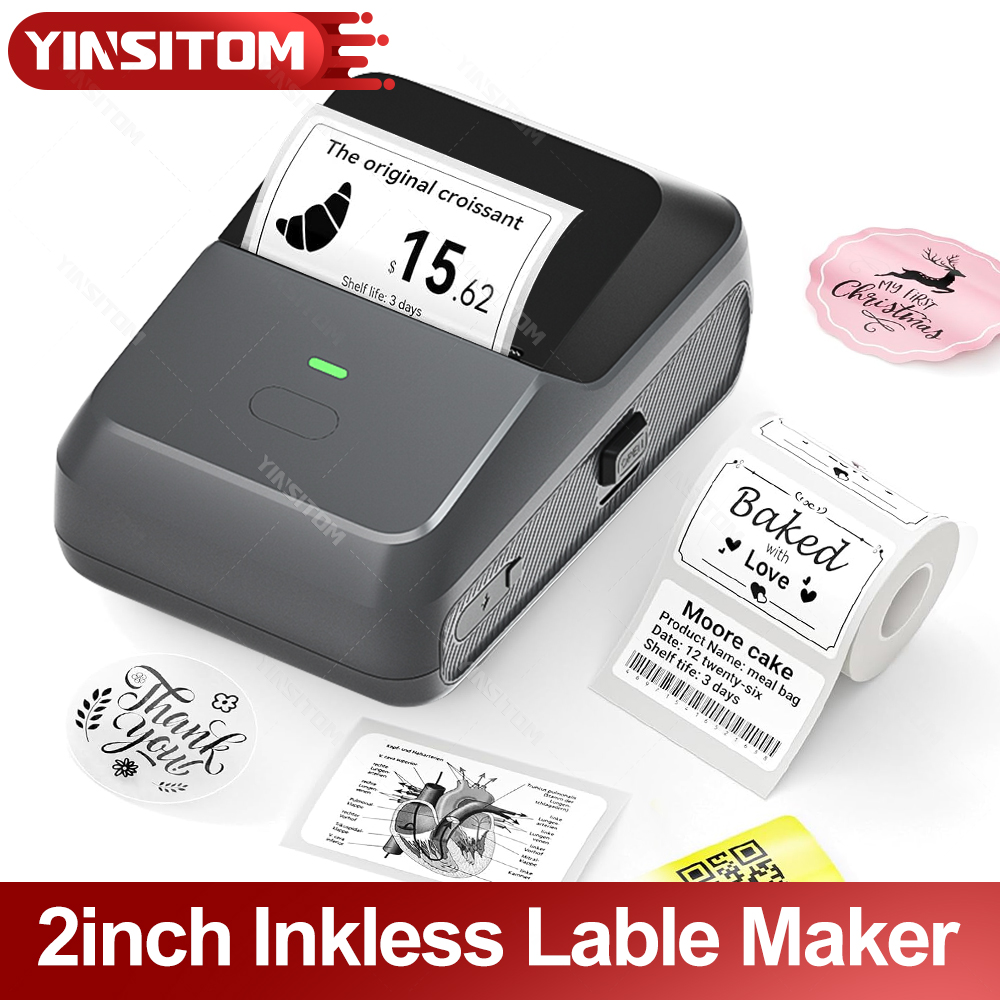 YINSITOM 20-50 ミリメートルミニポータブルサーマルプリンタ Bluetooth バーコードハンド多機能価格ラベルステッカーメーカー Android/iOS
