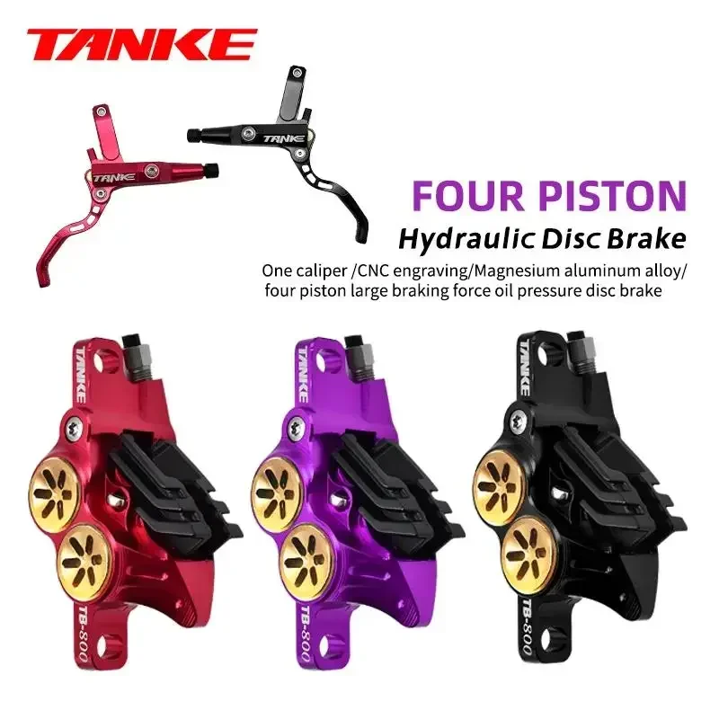 TANKE MTB 4 ピストン油圧ディスク ブレーキ 900/1700 mm、樹脂製 4 ピストン ブレーキ パッド、油圧 AM DH ロード MTB 超軽量ディスク br