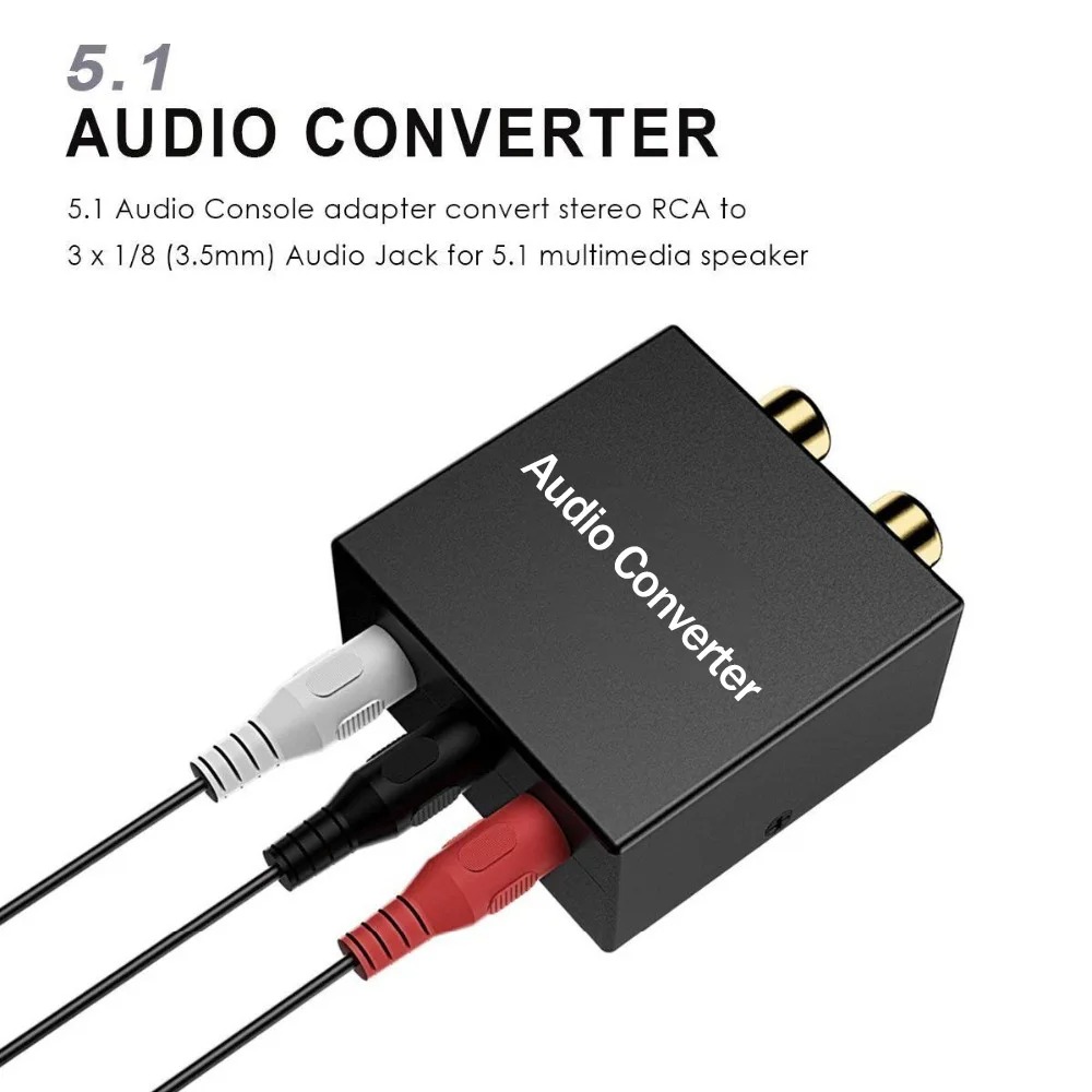 双方向 5.1 オーディオ コンソール アダプター ステレオ RCA を 5.1 マルチメディア スピーカー用の 3 x 1/8 (3.5mm) ジャックに変換