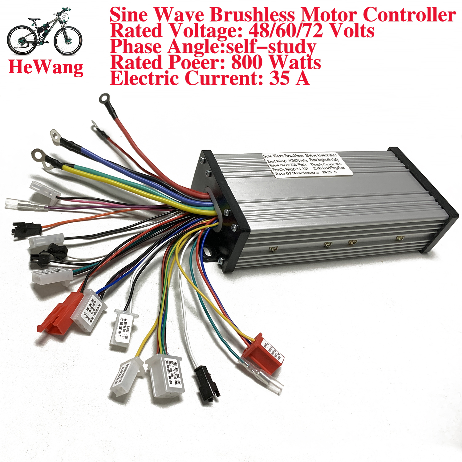 48V 52V 60V 72V 750W 800W E-バイク正弦波ブラシレスコントローラー最大 35A 3 モード 15 MOSFET E-スクーター電動アシスト車両用