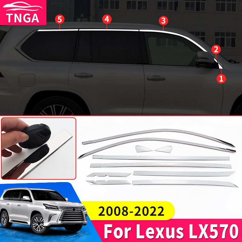 レクサス LX570 2008-2023 2022 2021 2020 2019 2018 車の窓クロームトリムストリップ LX 570 外装アップグレードアクセサリーボディキット