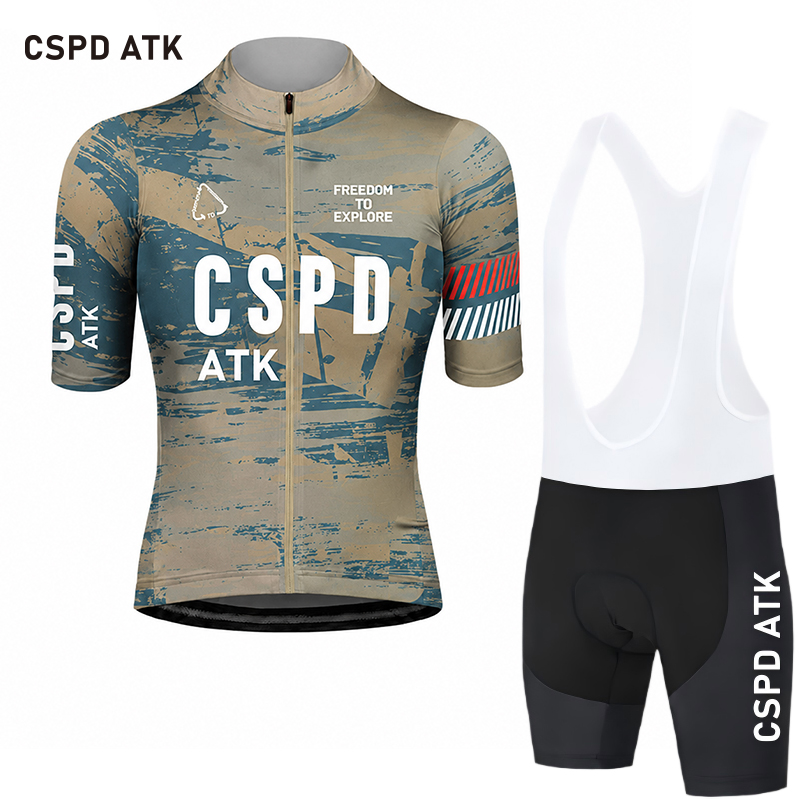 CSPD ATK サイクリング服 Mtb 男性衣類機器男プロフェッショナルシャツショーツ男性ジャンパー夏バイクジャージよだれかけ