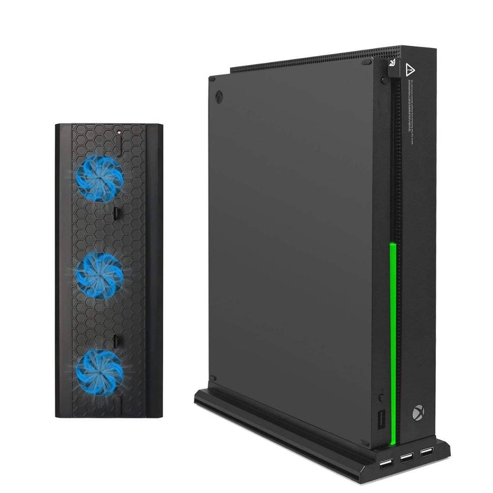Xbox One X 用の新しい垂直スタンド 3 つの冷却ファン付き 3 USB ポートハブ Xbox One X ゲームコンソール用の垂直冷却ベース/ドック