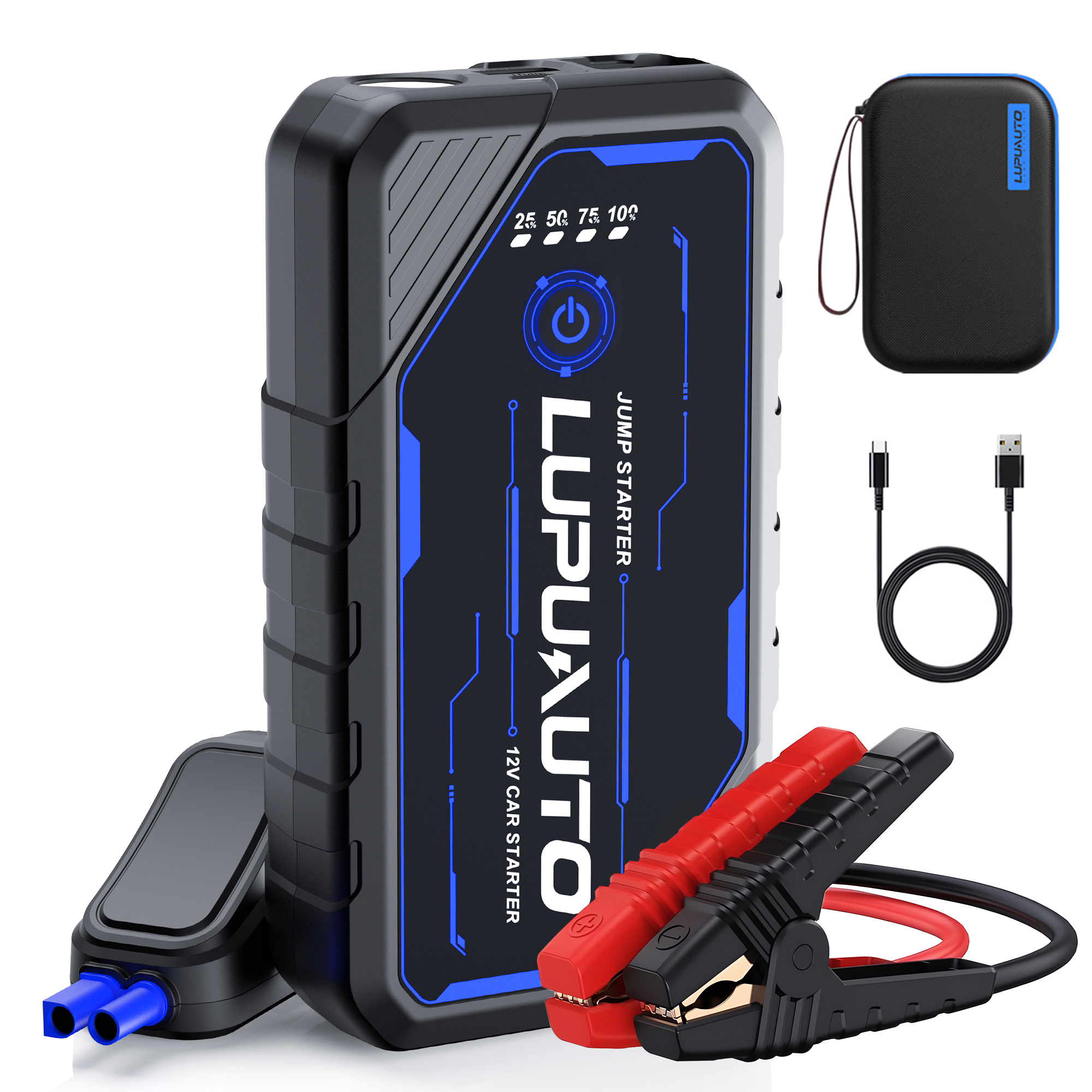 車 6000A ポータブル 12V ジャンプスターター電源銀行 10400mAh ジャンプスターターブースター自動始動装置緊急車バッテリースターター