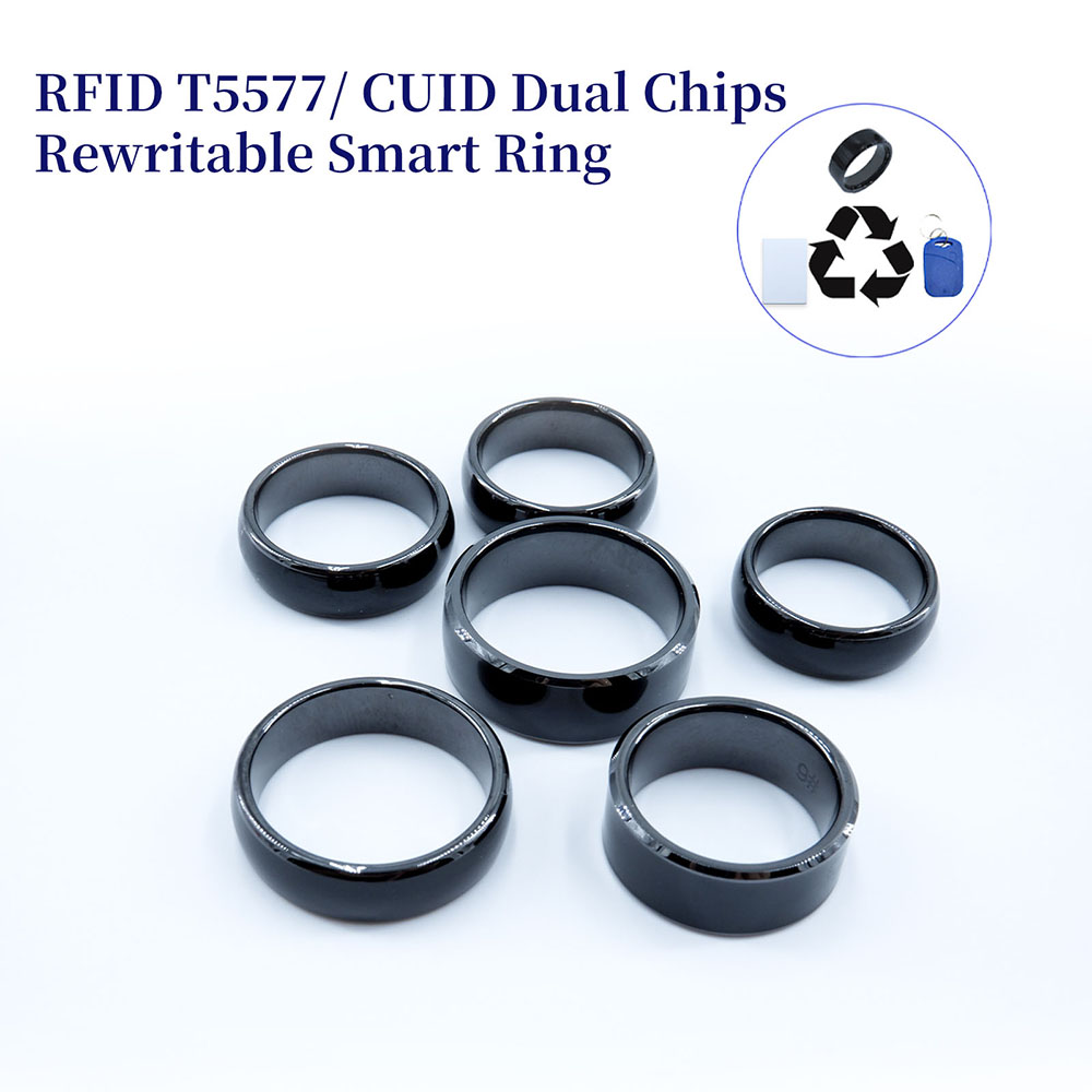 Rfid スマートデュアルチップリング 125khz T5577 書き換え可能リング 13.56mhz Cuid クローニングトークン Nfc 変数バッジ