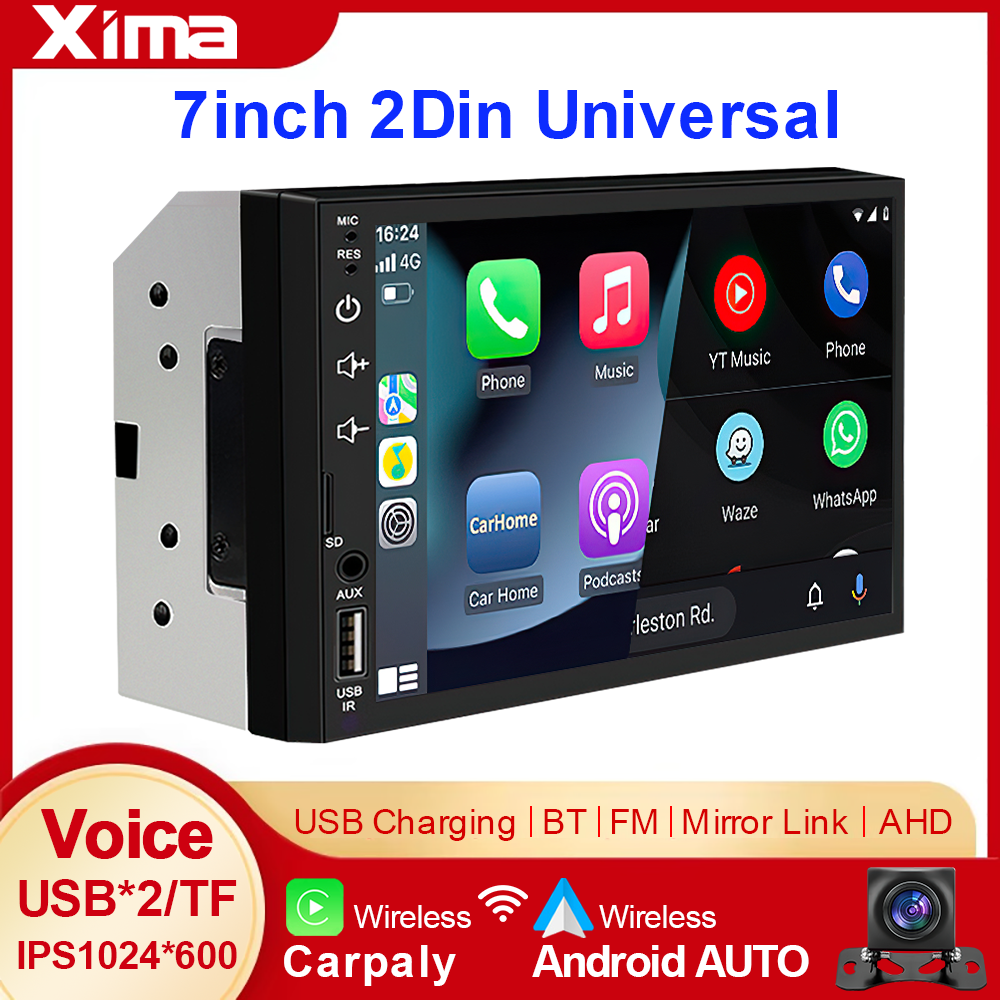 XIMA 7 "2Din ユニバーサル Android 自動車カーラジオ MP5 タッチスクリーンビデオマルチメディア Caplay ミラーリンク FM ステレオカメラ BT USB SWC