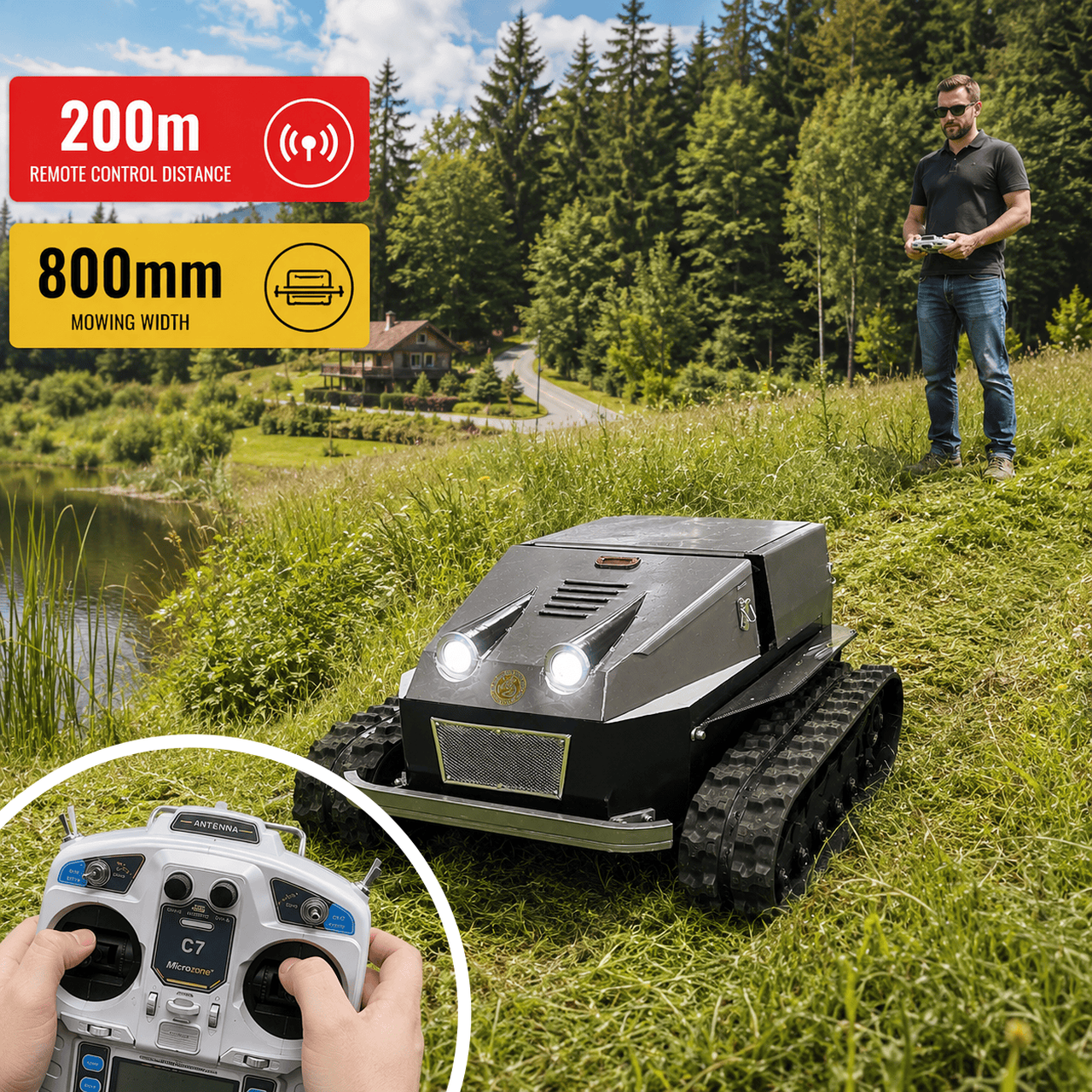カスタマイズされたリモートコントロール芝刈り機 CE EPA ヘビーデューティ RC 刈払機、ヒルズ不整地農場果樹園および庭用