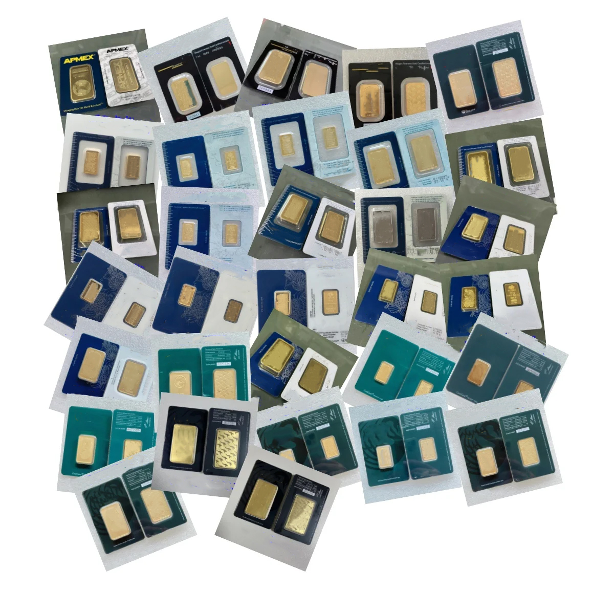 Non-magnetic 1oz/2.5g/5g/10g/20g/50g/100g Sealed packing Copper Gold Bar 24k Gold Plated Bullion minted Bar Unique Serial Nomber