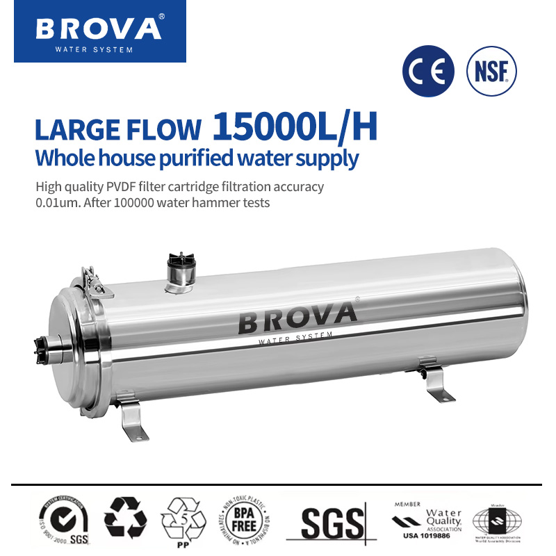 BROVA 超高流量 15000L 浄水器 0.01μm PVDF UF システム SUS304 長寿命フィルター 家庭用/業務用