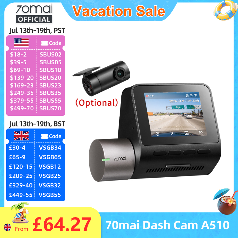70mai ダッシュカム A510 1944P HDR GPS ADAS 4G 接続 70mai 4G フロントカム A510 車 DVR 24H パーキングサポートリアカム