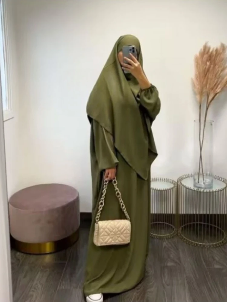 イードイスラム教徒の女性ロングキマール 2 ピースセットアバヤドレス祈り衣服ヒジャーブフルカバーイスラムラマダンカフタンジェラバ 2023