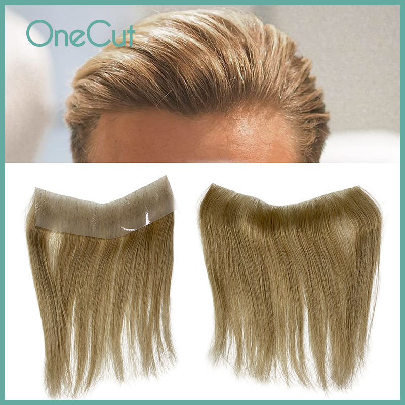 薄い肌 PU V スタイルフロントナチュラルヘアライン男性毛細血管プロテーゼ人毛ブロンド色交換システムユニット男性のための