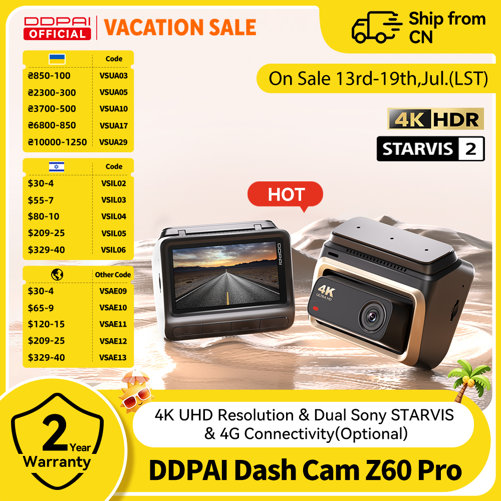 DDPAI Z60 Pro 4K ダッシュカム自動ダッシュカムフロント GPS 車カメラデュアル SONY センサー WiFi ADAS ナイトビジョン DVR ビデオレコーダー