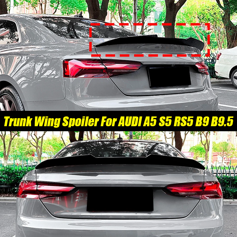アウディアクセサリー A5 S5 RS5 クーペ 2 ドア B9 2018-2025 車ダックテールリアウイングスポイラーグロスブラックラバーユニバーサル 121 センチメートル