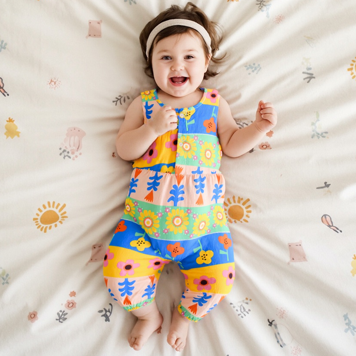 夏カジュアル女の赤ちゃんロンパース甘い幼児ジャンプスーツ服ノースリーブかわいい花