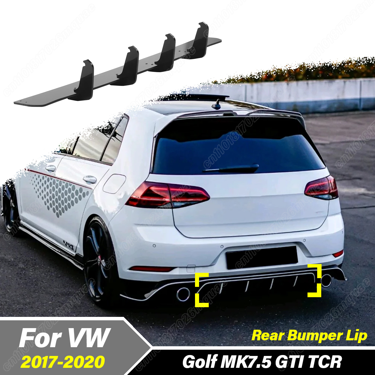 For Volkswagen Golf MK7.5 GTI TCR 2017 2018 2019 2020 Car Rear Lower Bumper Spoiler Lip Diffuser External Accessories Body Kit