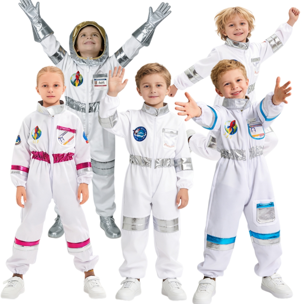ハロウィン宇宙飛行士コスプレ衣装子供少年少女ジャンプスーツ漫画宇宙パーティー宇宙飛行士衣装白宇宙服ボディスーツ服