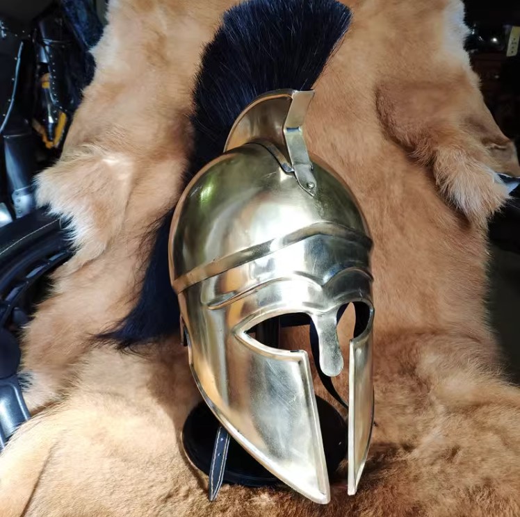ギリシャの鎧コリント式ヘルメットたてがみ付きスパルタ戦士の鎧着用可能
