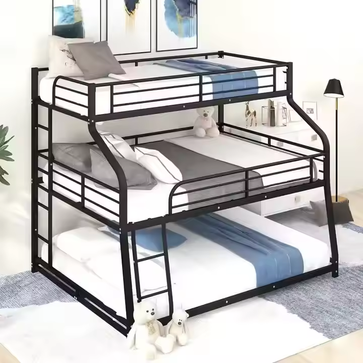 &*High Quality Heavy Duty 3-Layer Triple Metal Bunk Bed Foldable King Size for Adults and Kids for Bedrooms Warehouses Hotels