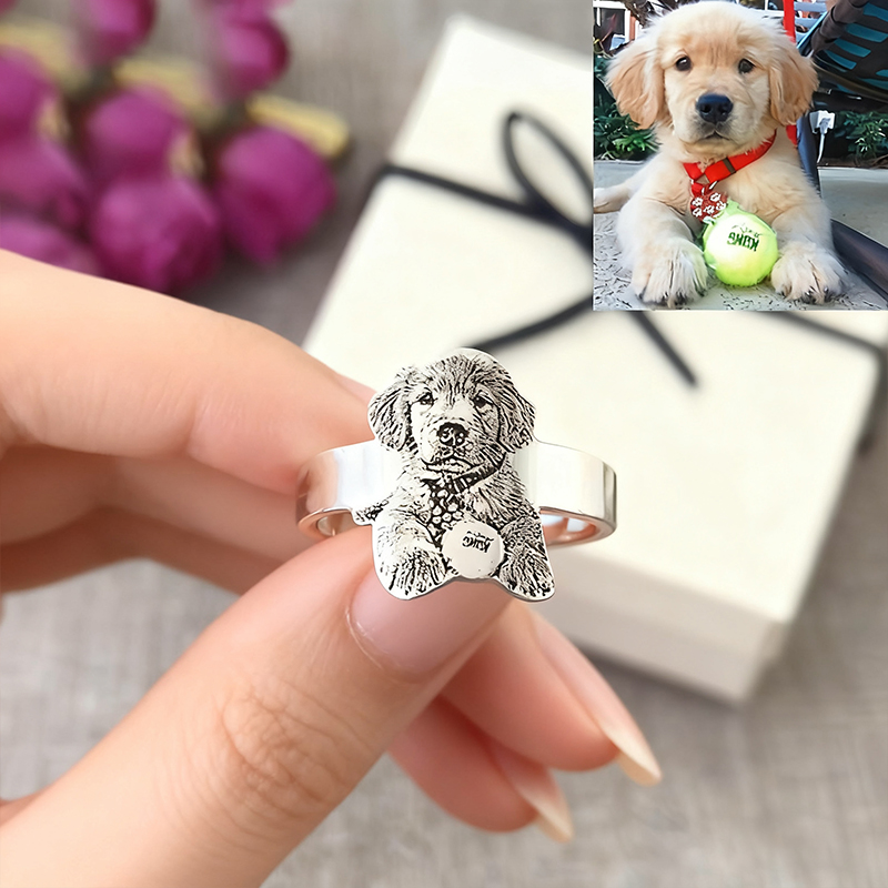 カスタムペット記念ステンレス鋼オープニングリング猫犬の名前と日付喪ギフト失われたペットのためのノスタルジックなお土産