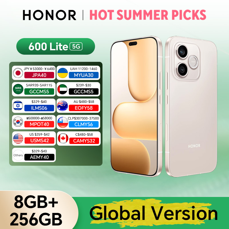 オリジナル新グローバルバージョン HONOR 600 Lite 5 グラム 8 ギガバイト 256 ギガバイト 6.6 ''AMOLED スクリーン 108MP メインカメラ 6520 mAh 45 ワットスーパーチャージ NFC