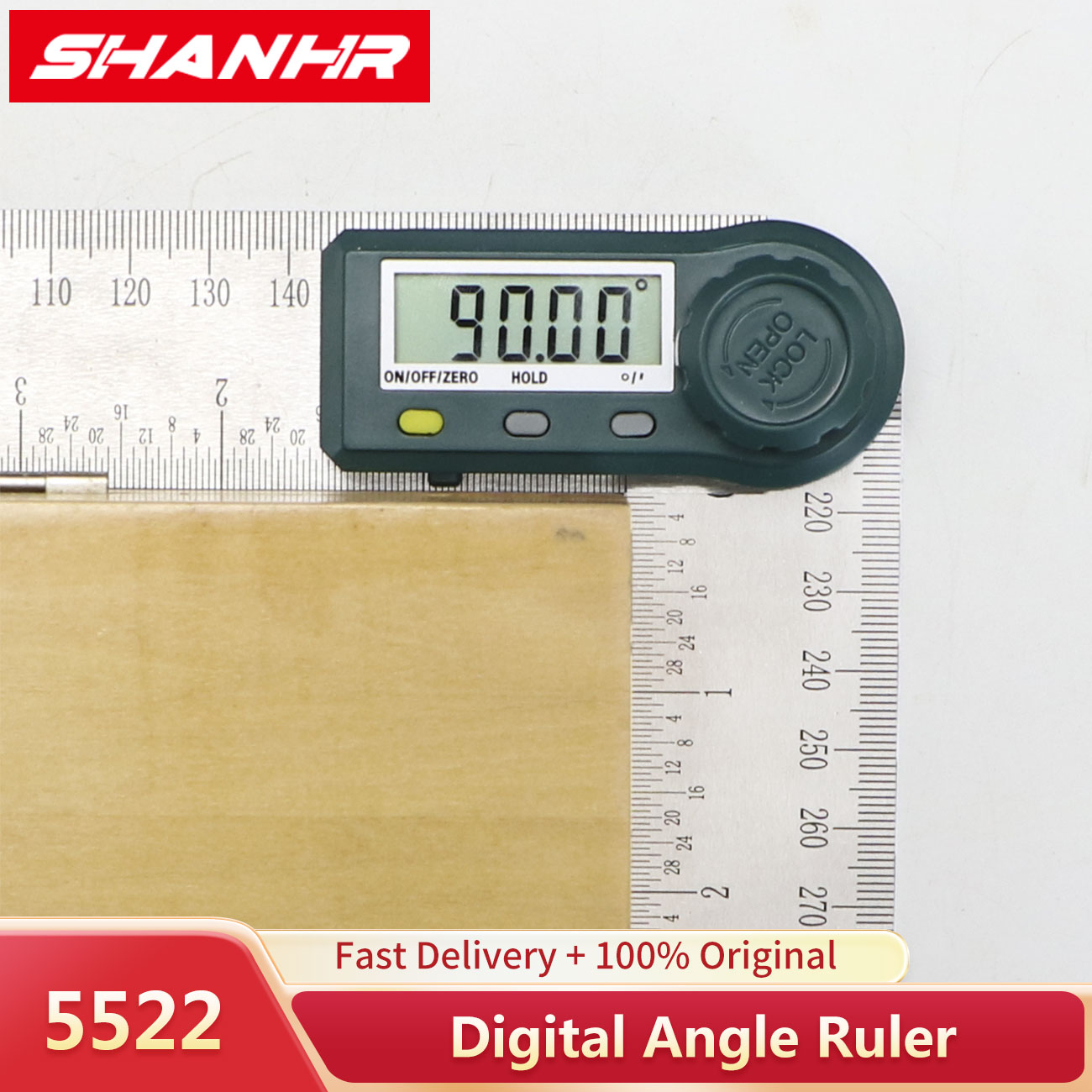 SHANHR デジタル角度定規分度器、7インチ/200mmの角度定規、大工や木工用の角度測定ツール