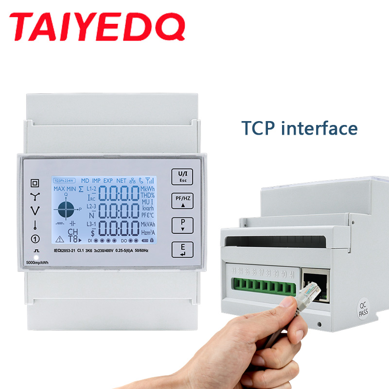 TAC4371CT AC 電源三相 Din レール設置多機能エネルギー計電気消費量計 Modbus TCP