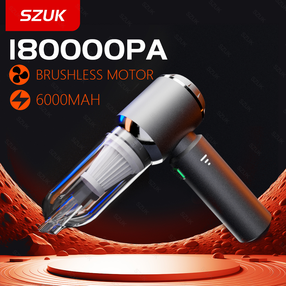 SZUK 180000PA 車用掃除機ワイヤレスミニハンドヘルド強力な吸引洗浄機ポータブル掃除機車用ホーム
