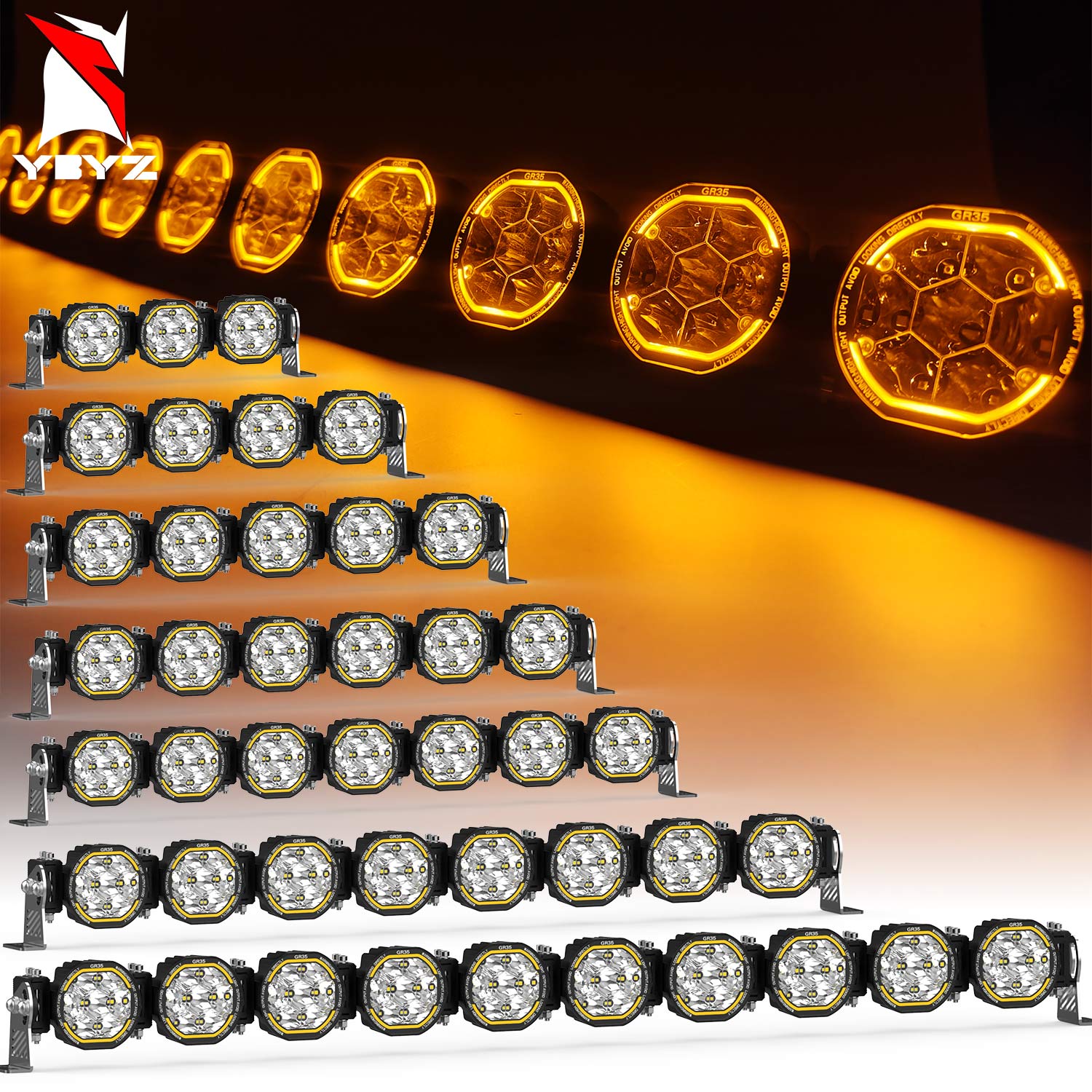 YBYZ 14 "-52" LED ライトバー リンク可能なオフロード LED ライトバーキット LED 4x4 オフロードライトポッド アンバー DRL 付き UTV ATV ジープトラック用