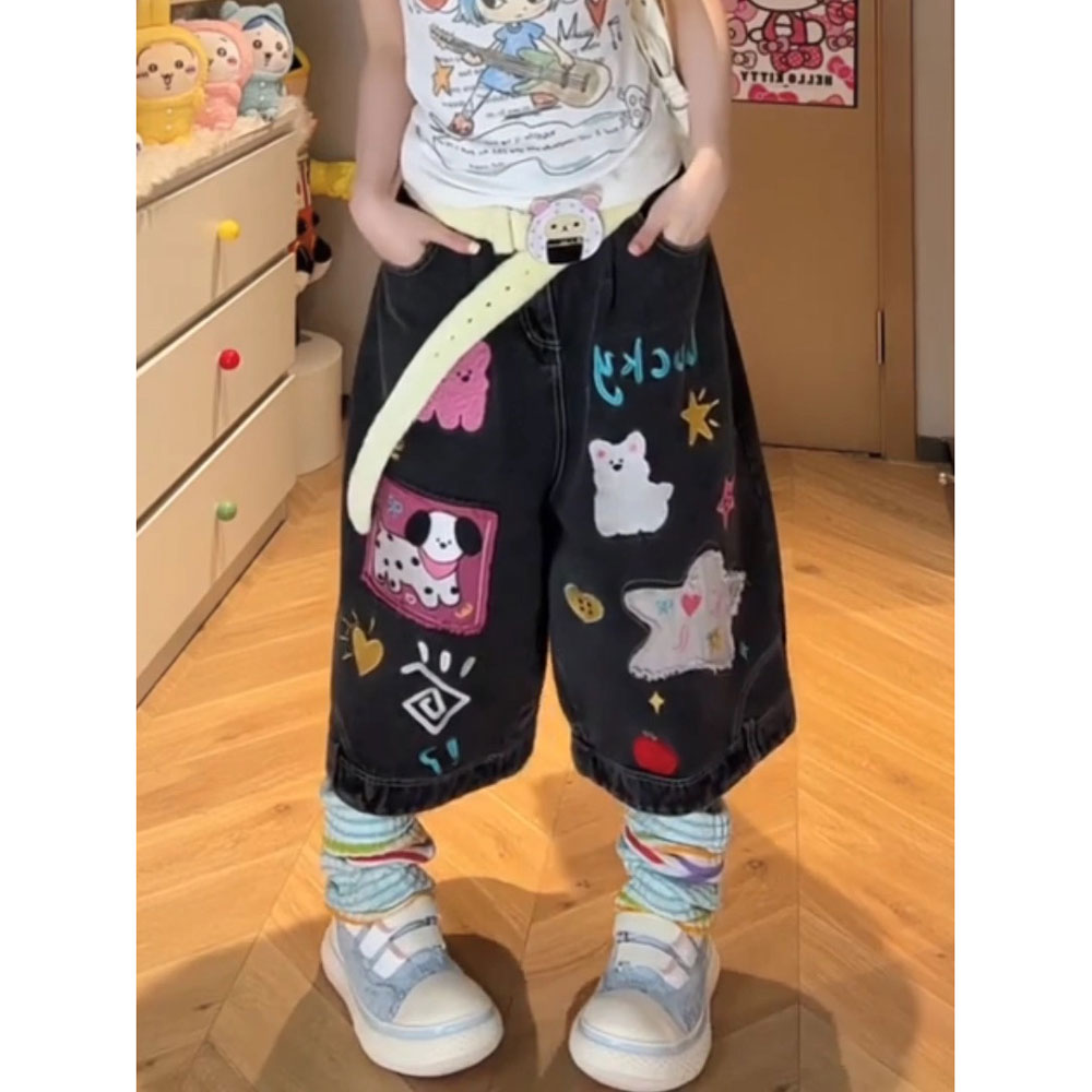 夏の女性の少女 Jorts Abib 潮原宿韓国ジーンズショーツ Kpop スタイリッシュなデニムパンツグランジ Y2k 日本のストリート