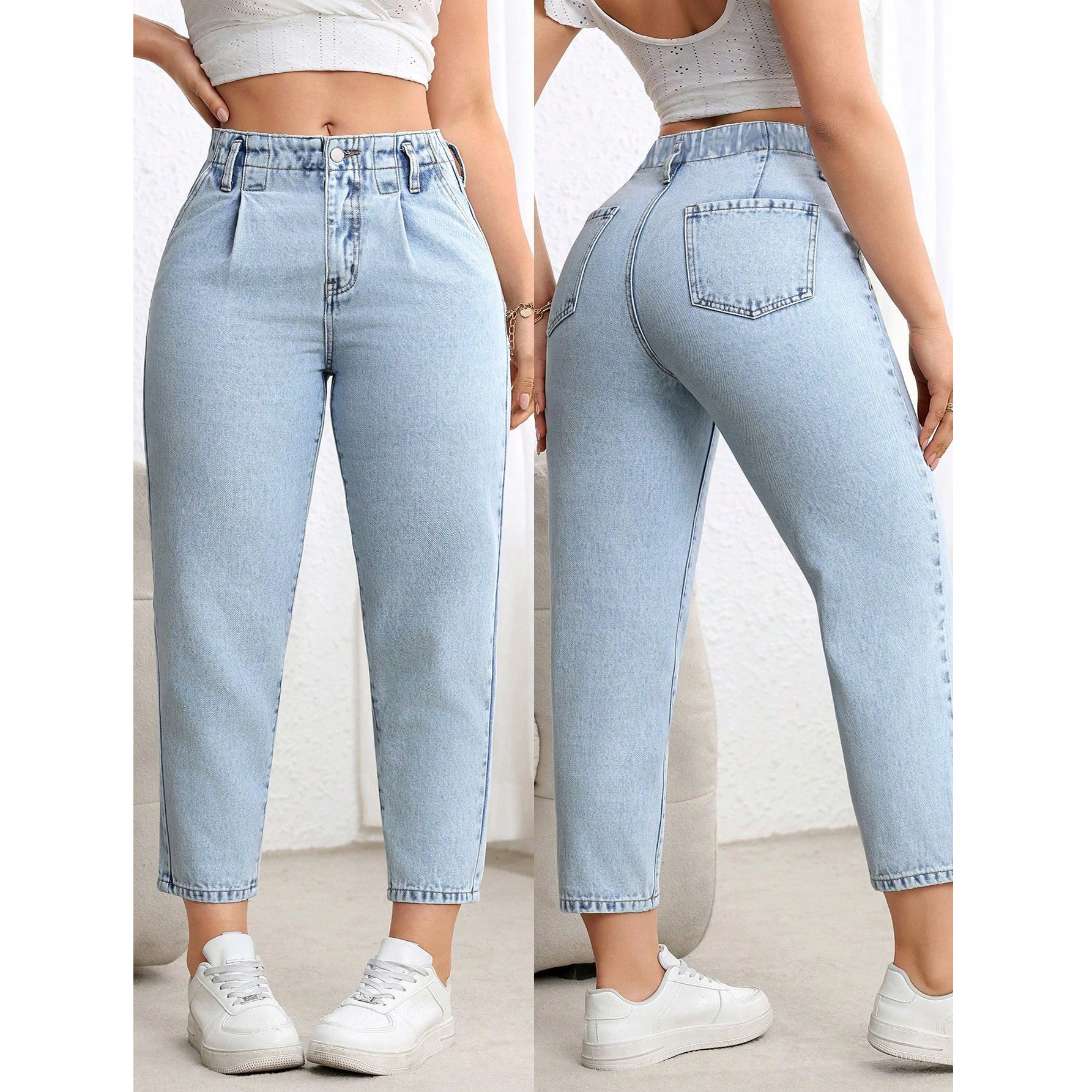 プラスサイズの女性の服の女性のジーンズ新しいストレッチおなかコントロールストレートレッグデニムパンツ快適なカジュアルウェア