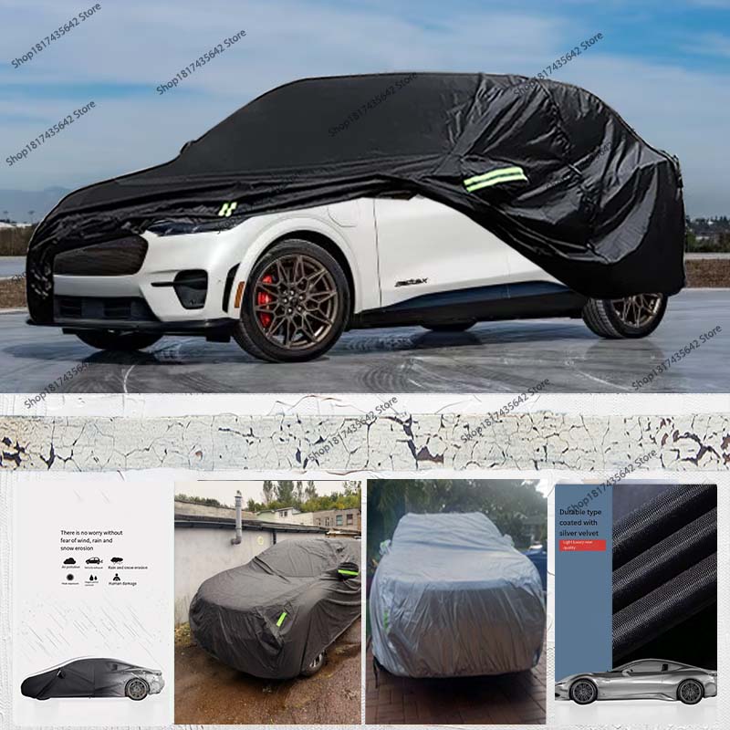 車のカバー防水全天候保護フル外装カバーフォードマスタングマッハ E 190T 反射ストリップ