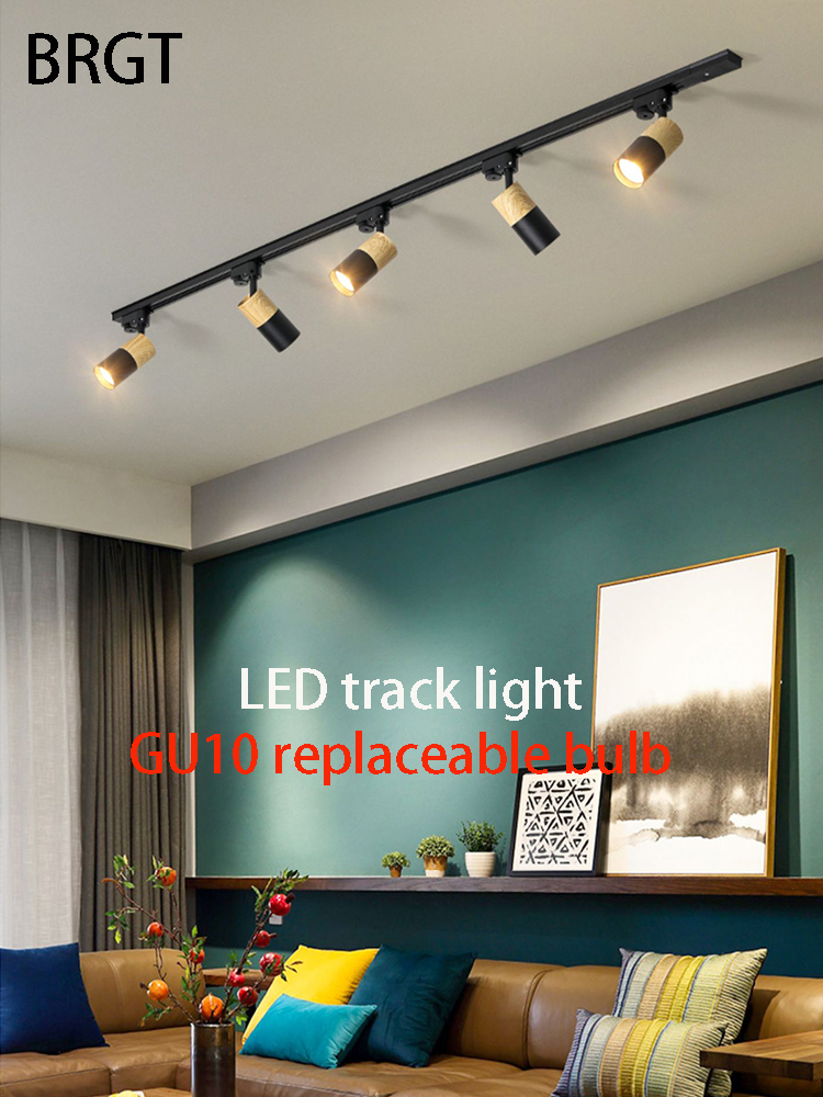 BRGT Led トラックライト GU10 電球レールスポット COB 照明器具アルミ天井ランプ全体セット 110 V 220 V 衣料品店ホーム