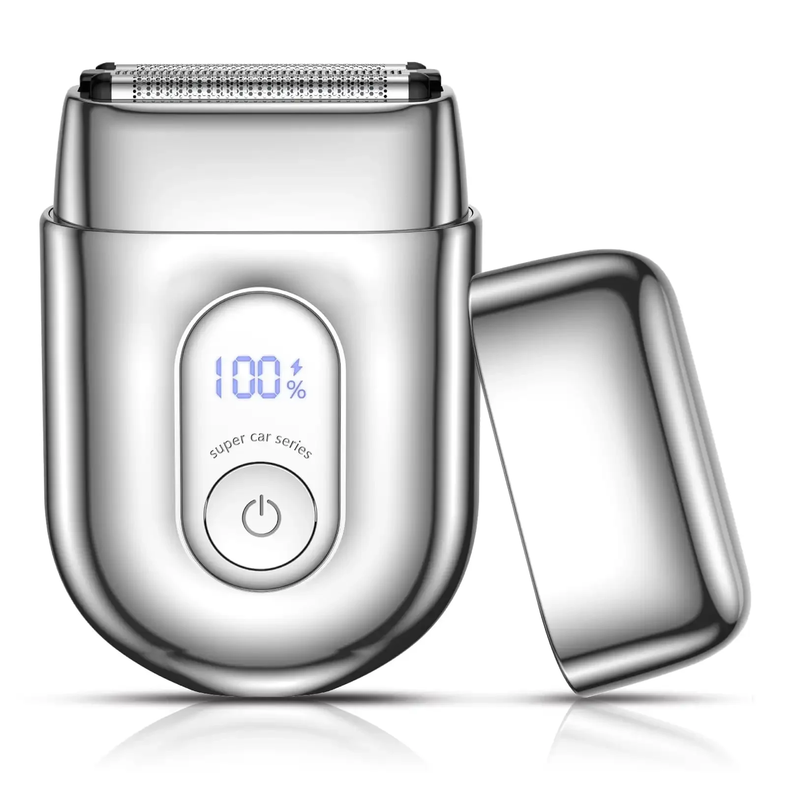 男性用電気カミソリ ミニ電気シェーバー ウェットドライホイルシェーバー ポップアップトリマー付き USB C 充電式シェービングマシン
