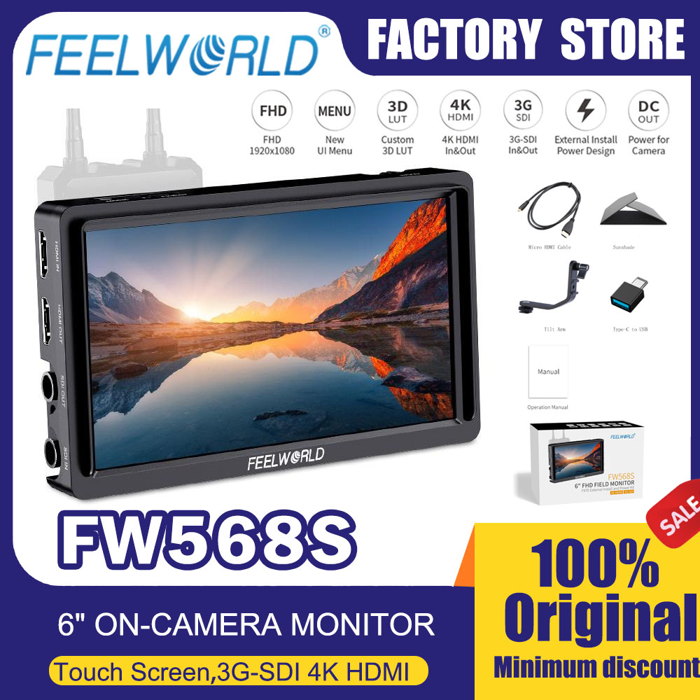 Feelworld FW568S 6 インチオンカメラプロフェッショナル放送フィールドモニター 4K HDMI 3G-SDI カスタム 3D LUT 外部インストール電源設計