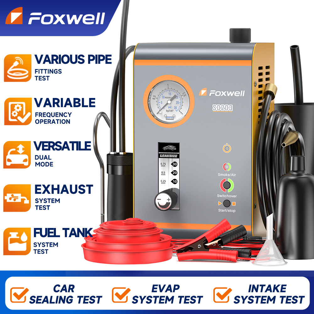 FOXWELL SD203 プロスモークマシン自動車 EVAP 煙漏れテスター内蔵エアポンプデュアルモード車のパイプ漏れ診断テスター