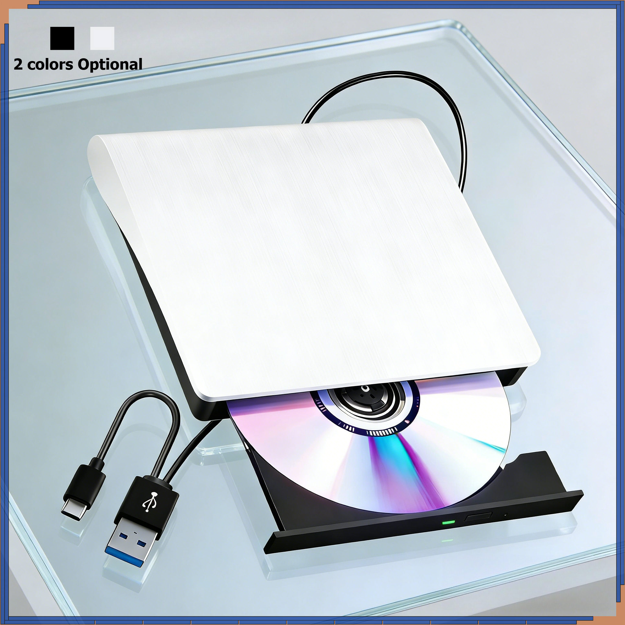 外部 CD DVD RW ドライブバーナー USB 3.0 タイプ C ポータブル DVD プレーヤーリーダー光学ドライブラップトップ PC Windows11 10 Linux OS Mac 用